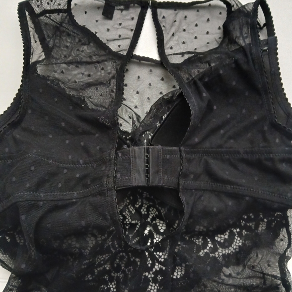 I.N.C. International Concepts Swiss Dot Lingerie Thong Bodysuit, Black, Size XL - Picture 5 of 11